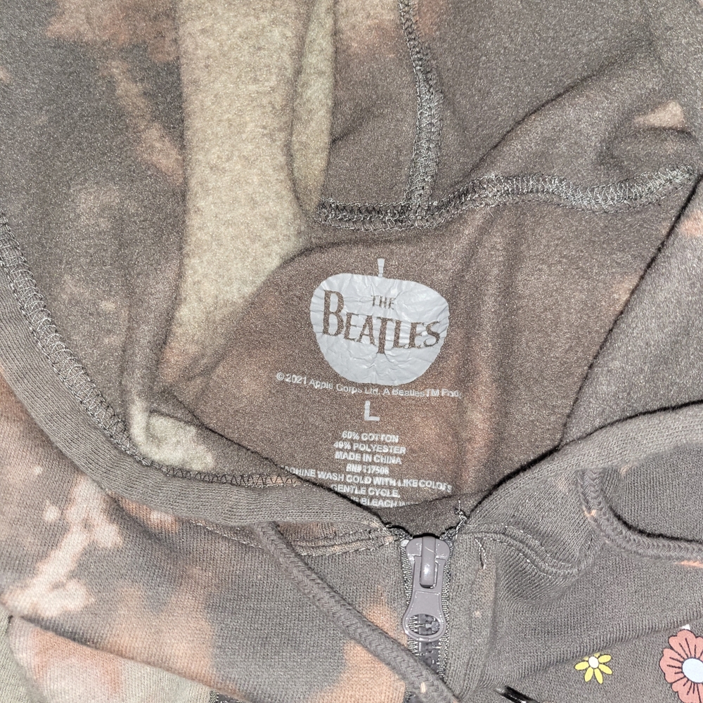 The Beatles Gray Graphic Full Zip Bleach Dyed Hoodie Size Large - Picture 2 of 5